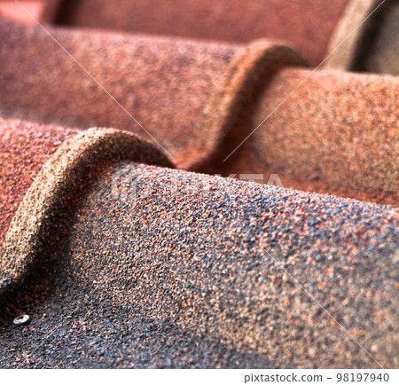 Old rusty wavy metal roofing slate 98197940