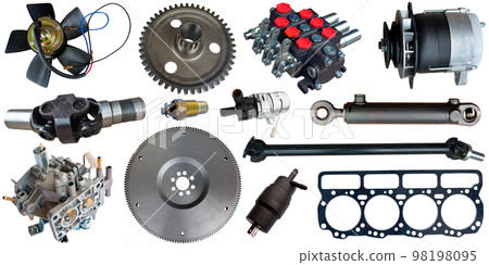 Big collection of auto spare parts for maintenance and car repair. Borders of car parts. 98198095