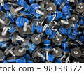 Blue self-tapping screw with press washer for fixing wave soft slate, ondulin. 98198372