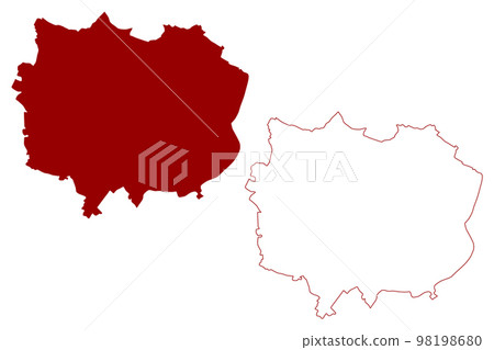 City and Metropolitan borough of Coventry (United Kingdom of Great Britain and Northern Ireland, Metropolitan and ceremonial county West Midlands, England) map vector illustration, scribble sketch map 98198680