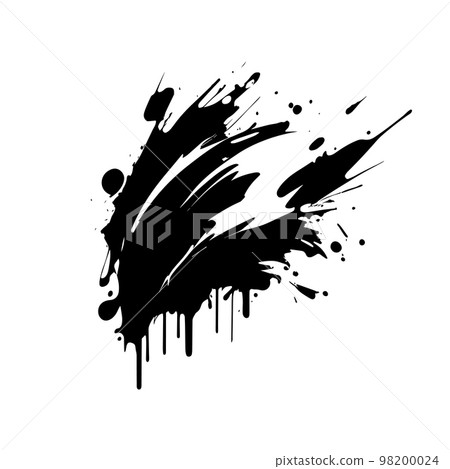Smears, blots of black paint on a white background, dark colors - Vector 98200024