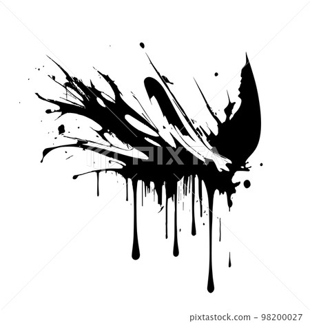 Smears, blots of black paint on a white - Stock Illustration