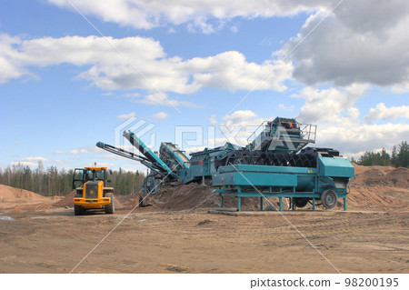 Making of crushed stone at stone quarry Making of crushed stone at stone quarry 98200195