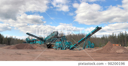 Making of crushed stone at stone quarry Making of crushed stone at stone quarry 98200196