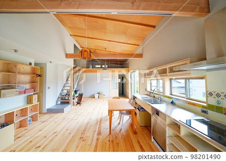 New house with high ceiling living dining room and loft 98201490