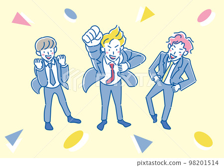 舉起拳頭的男人和快樂的同事 舉起拳頭的男人和快樂的同事 98201514