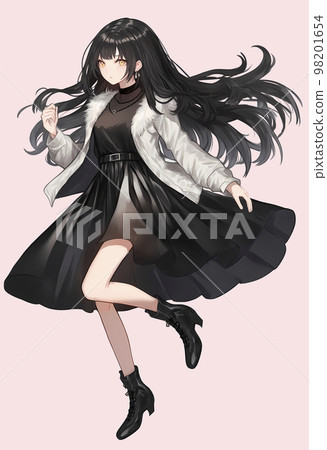 A cool woman wearing a white leather jacket "AI generated image" 98201654