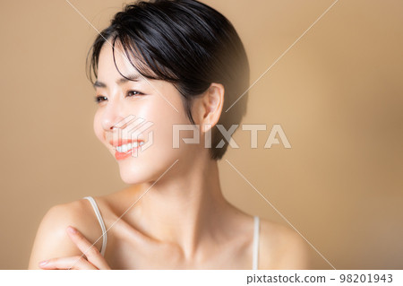 A woman with short hair A woman with short hair 98201943