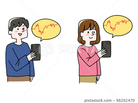 一群男人和女人在智能手機上查看股票價格 一群男人和女人在智能手機上查看股票價格 98202470