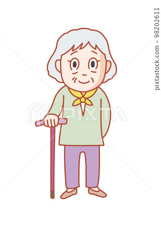 An old woman in her 70s who likes walking. I have bad knees and use a cane. Bask in the sun at a nearby park. 98202611