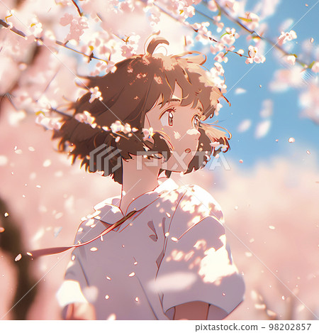 Female student, cherry blossom season, graduation ceremony, entrance season "AI-generated image" 98202857