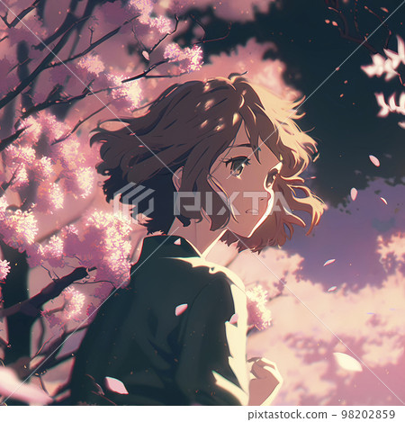 Female student, cherry blossom season, graduation ceremony, entrance season "AI-generated image" 98202859