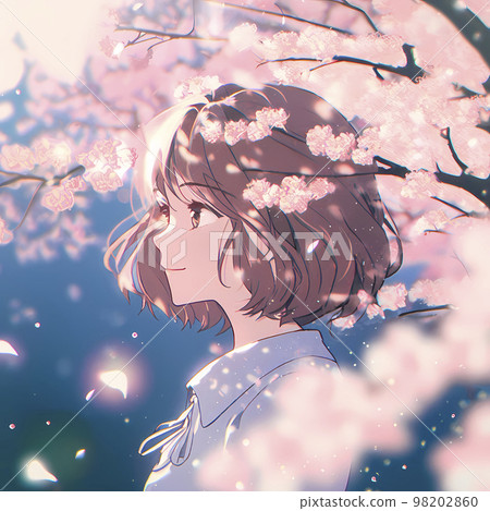 Female student, cherry blossom season, graduation ceremony, entrance season "AI-generated image" 98202860