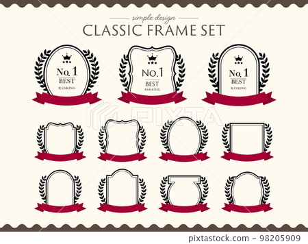 經典框架設置黑色與月桂絲帶 98205909