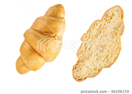 fresh croissant isolated on a white background, top view. fresh croissant isolated on a white background, top view. 98206159