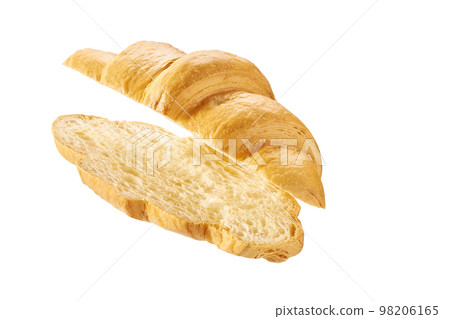 Open and empty fresh croissant isolated on a white background. Open and empty fresh croissant isolated on a white background. 98206165