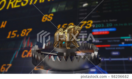 The gold bear on trap for business concept 3d rendering The gold bear on trap for business concept 3d rendering 98206682