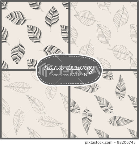 Set of seamless pettern with leaves. Vector illustration Set of seamless pettern with leaves. Vector illustration 98206743