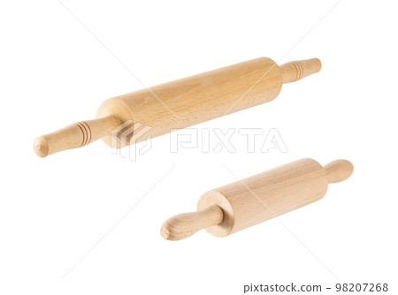 wooden rolling pin isolated on white background with clipping path. 98207268
