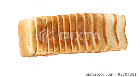 Toast bread sliced loaf isolated on white background, top view. 98207281