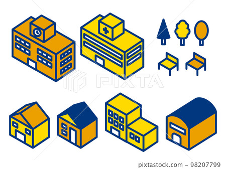 等距建築圖標集 98207799
