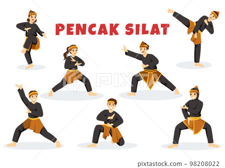 Pencak Silat Sport Illustration with People Pose Martial Artist from Indonesia for Web Banner or Landing Page in Flat Cartoon Hand Drawn Templates Pencak Silat Sport Illustration with People Pose Martial Artist from Indonesia for Web Banner or Landing Page in Flat Cartoon Hand Drawn Templates 98208022