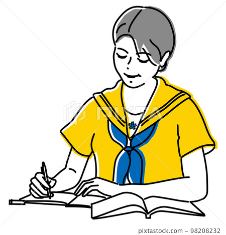 High school girl concentrating on her studies Examination student High school girl concentrating on her studies Examination student 98208232