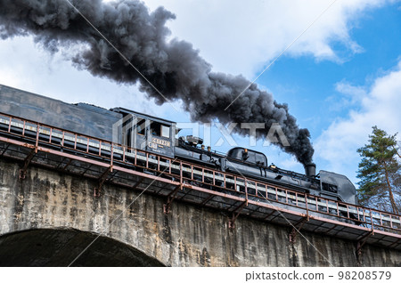 Cross the Iwane Bridge in Tono City near the SL Ginga Last Run Cross the Iwane Bridge in Tono City near the SL Ginga Last Run 98208579