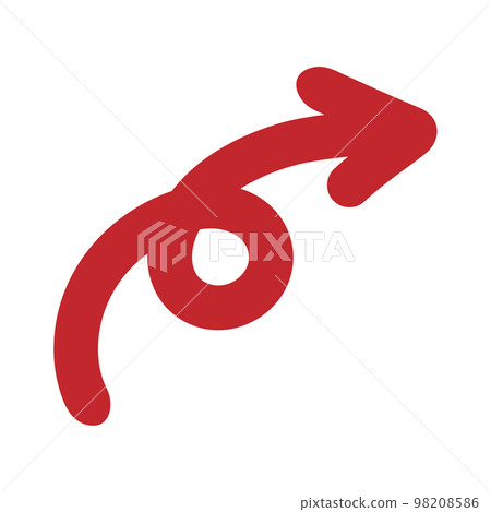 手寫的捲曲箭頭紅色 手寫的捲曲箭頭紅色 98208586