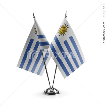 Small national flags of the Uruguay on a white background Small national flags of the Uruguay on a white background 98211458