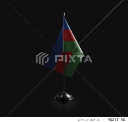 Small national flag of the Azerbaijan on a black background 98211468