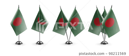 Small national flags of the Bangladesh on a white background 98211569