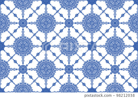 藍色蔓藤花紋無縫模式 藍色蔓藤花紋無縫模式 98212038