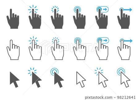 hand and arrow pointer icon set hand and arrow pointer icon set 98212641