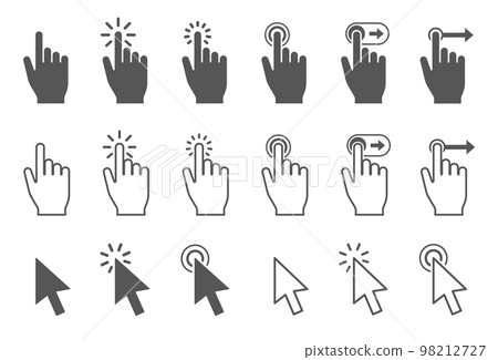 hand and arrow pointer icon set hand and arrow pointer icon set 98212727