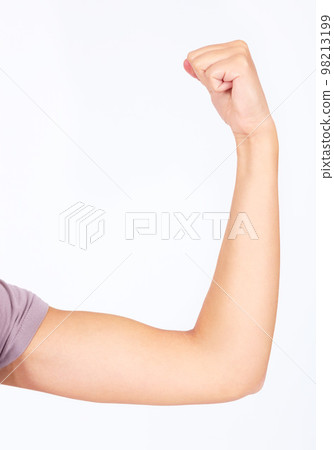 Woman, arm or flexing muscle on studio background for female empowerment, human rights or gender equality. Zoom, model or strong bicep in power, motivation or freedom strength fist on mockup backdrop Woman, arm or flexing muscle on studio background for female empowerment, human rights or gender equality. Zoom, model or strong bicep in power, motivation or freedom strength fist on mockup backdrop 98213199