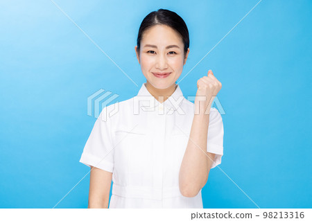 Young woman in a nurse color back 98213316