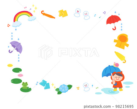 Illustration frame child on a rainy day 98215695