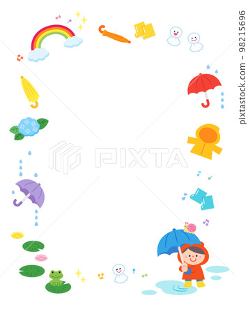 Illustration frame child on a rainy day 98215696