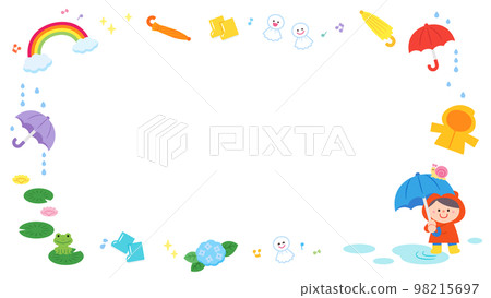 Illustration frame child on a rainy day 98215697