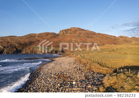 Aerial view at Muckross Head by Kilcar, the village where Sarah Jessica Parker and Matthew Broderick have their holiday home in county Donegal on the west coast of Ireland 98216233