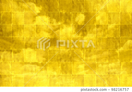 Rinpa-style background art with shining clouds on a checkered pattern of gold leaf 98216757