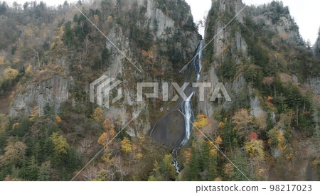 aerial photography galaxy falls columnar joints autumn sounkyo hokkaido aerial photography galaxy falls columnar joints autumn sounkyo hokkaido 98217023
