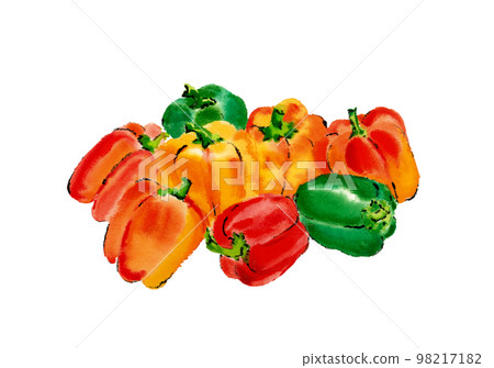 青紅黃三色辣椒插畫【手繪水彩畫】白背透明背景 青紅黃三色辣椒插畫【手繪水彩畫】白背透明背景 98217182