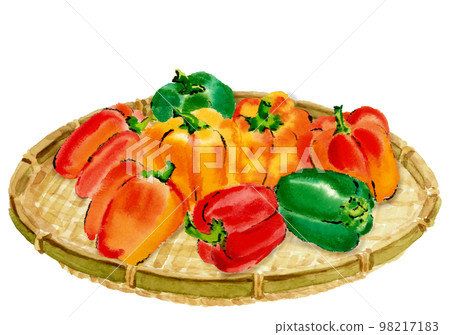 漏勺綠紅黃辣椒插畫【手繪水彩畫】白背透明背景 漏勺綠紅黃辣椒插畫【手繪水彩畫】白背透明背景 98217183