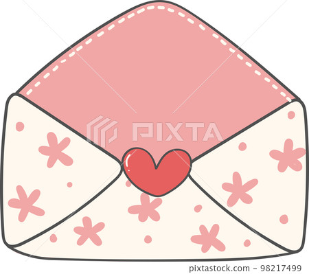Cute sweet Valentine love letter envelope doodle cartoon hand drawing 98217499