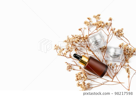 Top view of cosmetic bottle cream mockup, Blank label package on white background. Top view of cosmetic bottle cream mockup, Blank label package on white background. 98217598