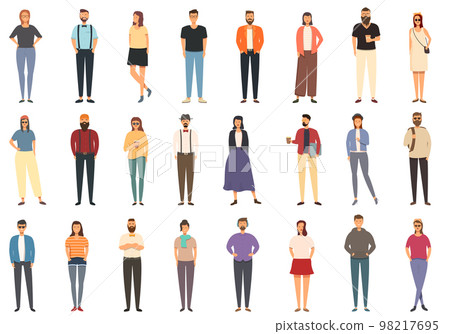 Hipster icons set cartoon vector. Man character. Beard guy 98217695