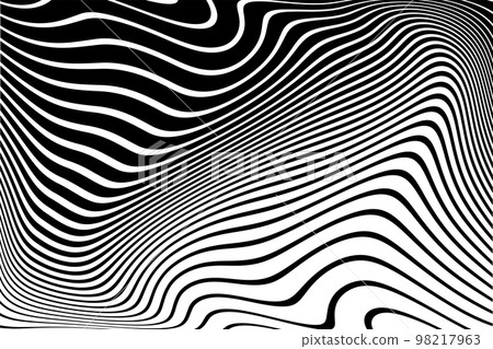 Abstract Black and White Wavy Lines Pattern. 3D Illusion Effect. 98217963