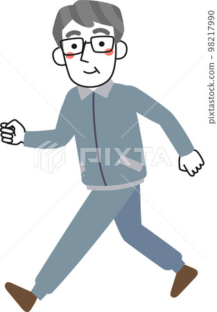 一位穿著運動衫、高高興興地走著的微笑老人 一位穿著運動衫、高高興興地走著的微笑老人 98217990